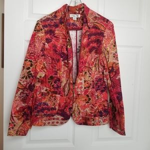 Coldwater Creek Red Floral Casual Jacket